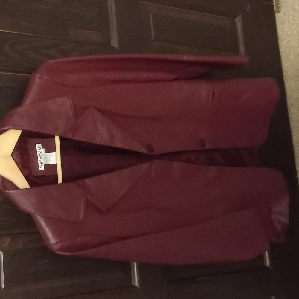 vintage burgundy leather blazer jacket
